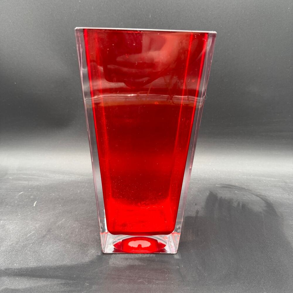 Vintage 24% Lead Crystal Ruby Red Vase 9.5" Tall
